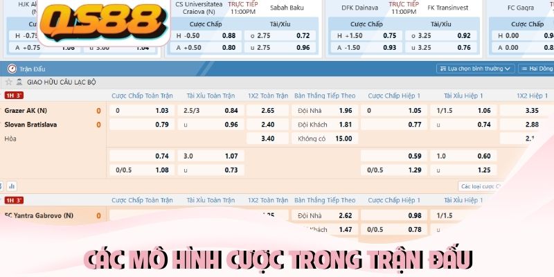 Các mô hình cược trong trận đấu