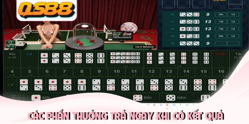 Các phần thưởng trả ngay khi có kết quả